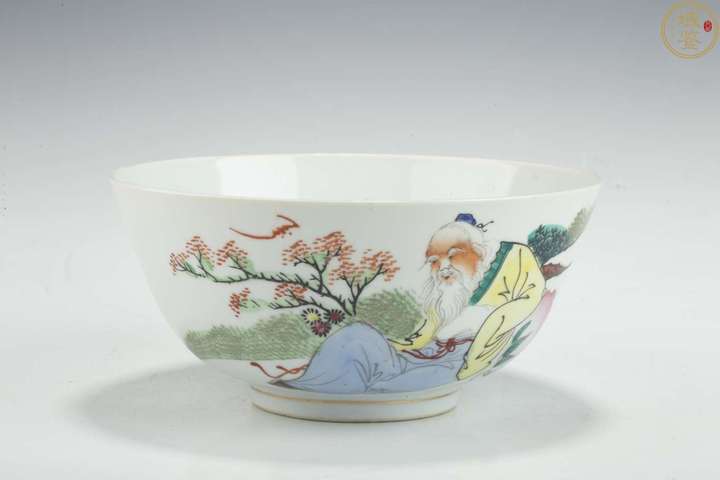 古玩陶瓷民國·粉彩壽星人物紋碗拍賣，當前價格688元