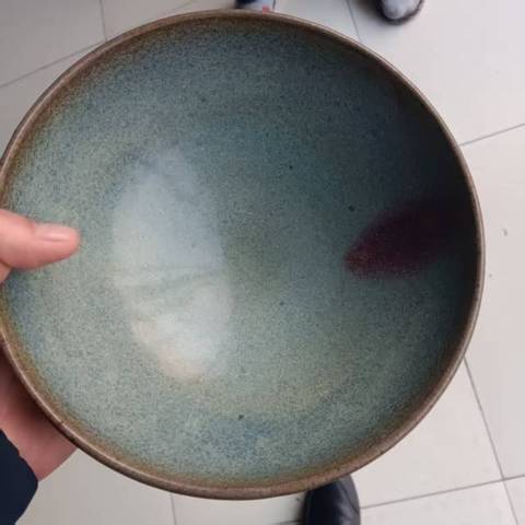 古玩陶瓷鈞瓷掛紅大碗真品鑒賞圖