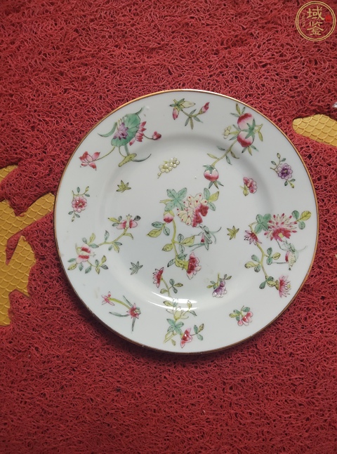 古玩陶瓷粉彩花卉紋盤(pán)真品鑒賞圖
