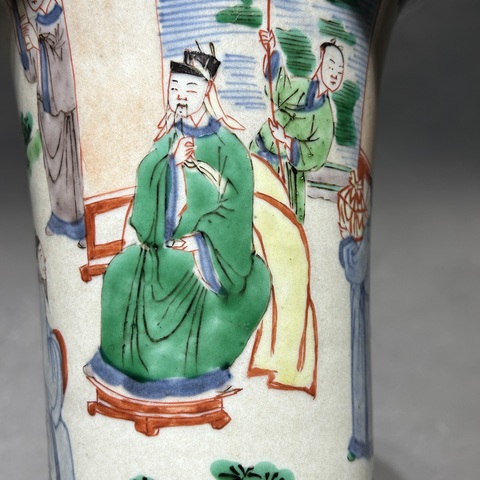 古玩陶瓷青花五彩人物紋花觚真品鑒賞圖