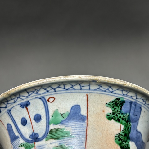 古玩陶瓷青花五彩人物紋花觚真品鑒賞圖