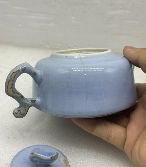 古玩陶瓷天藍(lán)釉勝利壺真品鑒賞圖
