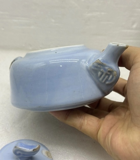 古玩陶瓷天藍(lán)釉勝利壺真品鑒賞圖