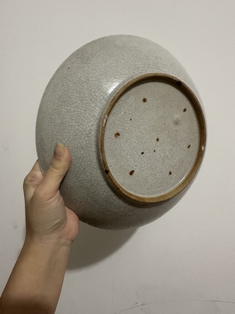 古玩陶瓷乾隆哥釉七星盤真品鑒賞圖