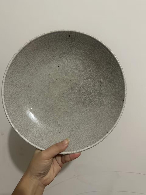 古玩陶瓷乾隆哥釉七星盤真品鑒賞圖