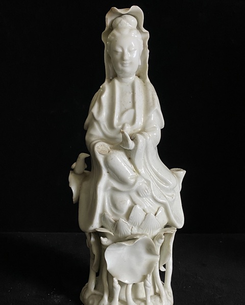 古玩陶瓷淺年份德化窯觀音真品鑒賞圖