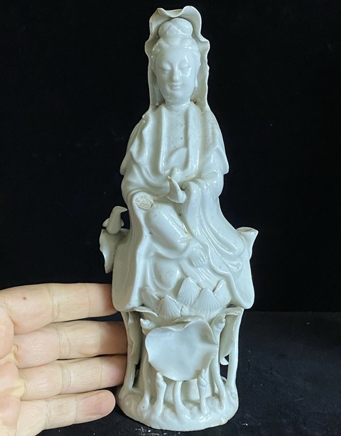 古玩陶瓷淺年份德化窯觀音真品鑒賞圖