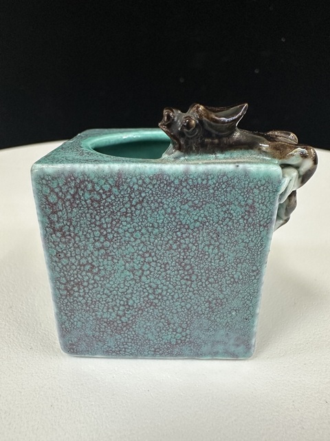 古玩陶瓷爐鈞釉帶赤龍紋四方水盂真品鑒賞圖