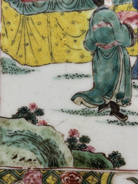 古玩陶瓷清雍正 粉彩人物紋瓷板真品鑒賞圖