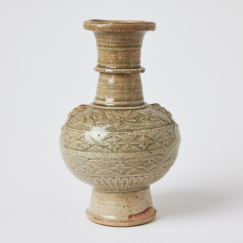 古玩陶瓷南宋至元代初期江西撫州地區窯場青白瓷瓶真品鑒賞圖