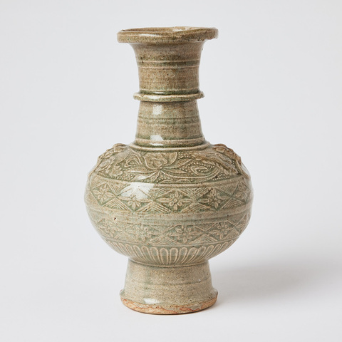 古玩陶瓷南宋至元代初期江西撫州地區窯場青白瓷瓶真品鑒賞圖