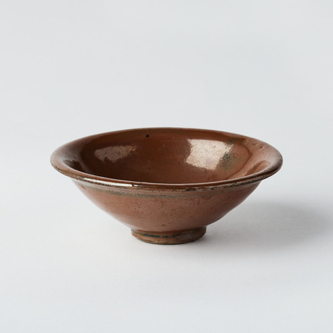 古玩陶瓷磁州窯柿紅釉盞真品鑒賞圖