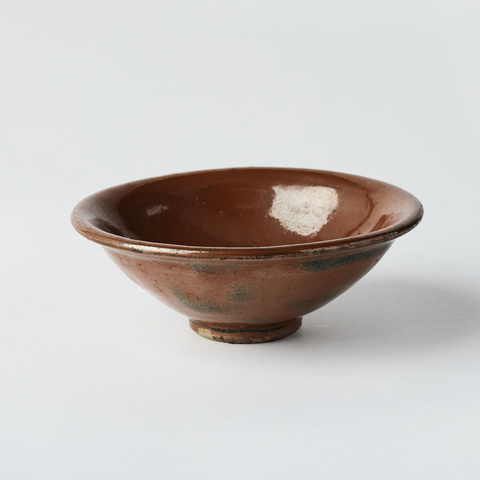 古玩陶瓷磁州窯柿紅釉盞真品鑒賞圖