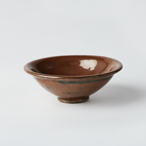 古玩陶瓷磁州窯柿紅釉盞真品鑒賞圖