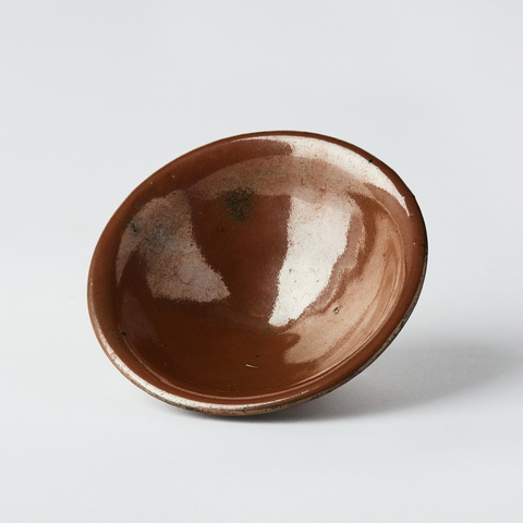 古玩陶瓷磁州窯柿紅釉盞真品鑒賞圖