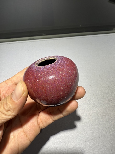 古玩陶瓷乾隆鈞紅釉水盂真品鑒賞圖