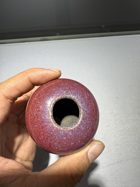 古玩陶瓷乾隆鈞紅釉水盂真品鑒賞圖