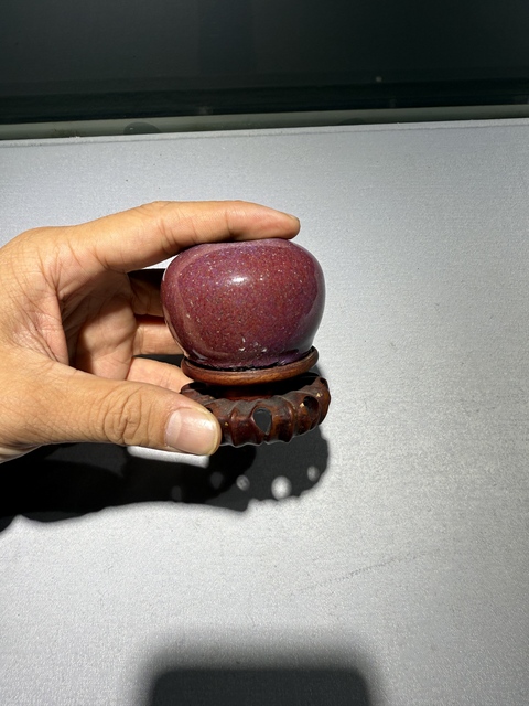 古玩陶瓷乾隆鈞紅釉水盂真品鑒賞圖