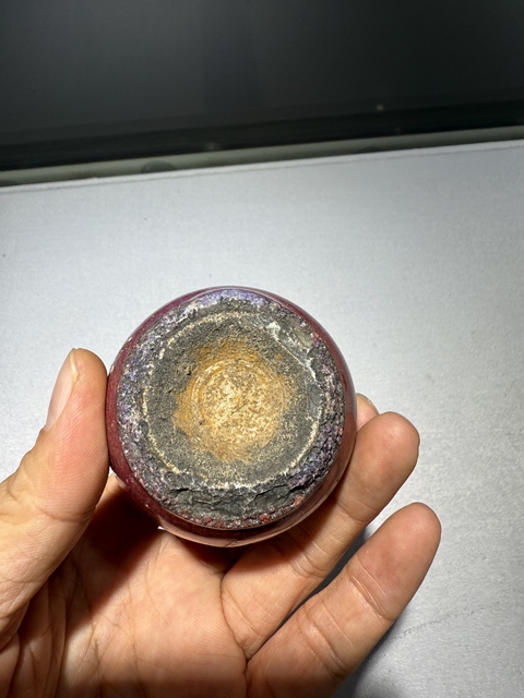 古玩陶瓷乾隆鈞紅釉水盂真品鑒賞圖