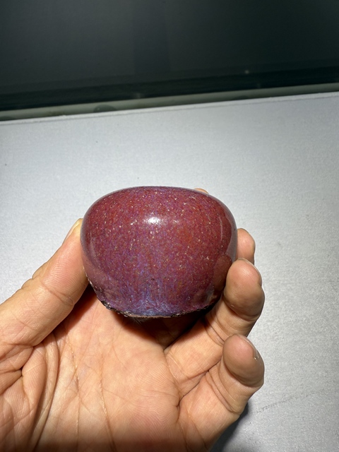 古玩陶瓷乾隆鈞紅釉水盂真品鑒賞圖