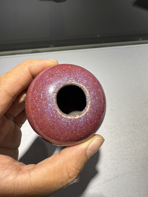 古玩陶瓷乾隆鈞紅釉水盂真品鑒賞圖