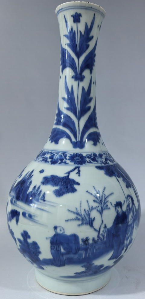 古玩陶瓷崇幀 青花人物故事紋長(zhǎng)頸瓶 （帶實(shí)物保真卡）拍賣，當(dāng)前價(jià)格68888元