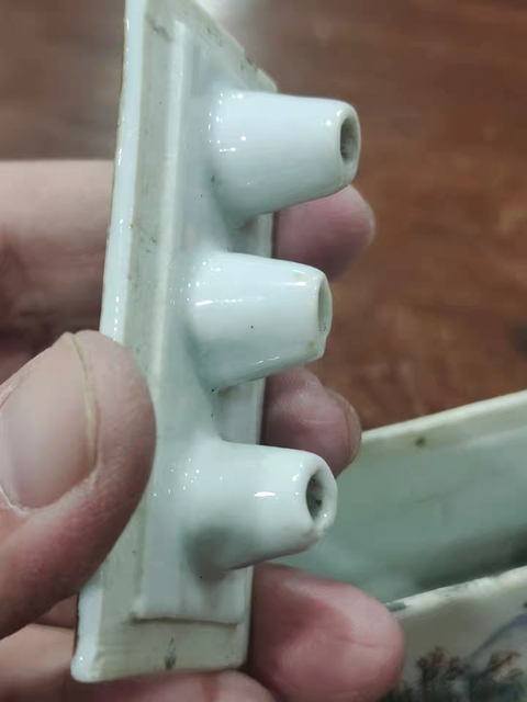 古玩陶瓷民國淺降彩硯滴真品鑒賞圖