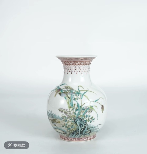 古玩陶瓷花鳥紋小瓶真品鑒賞圖