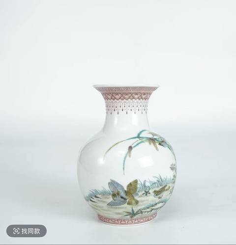古玩陶瓷花鳥紋小瓶真品鑒賞圖