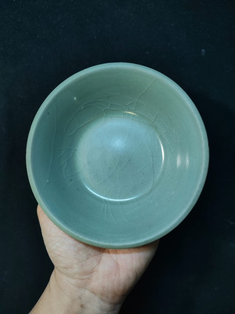 古玩陶瓷龍泉仿官青釉直壁洗真品鑒賞圖