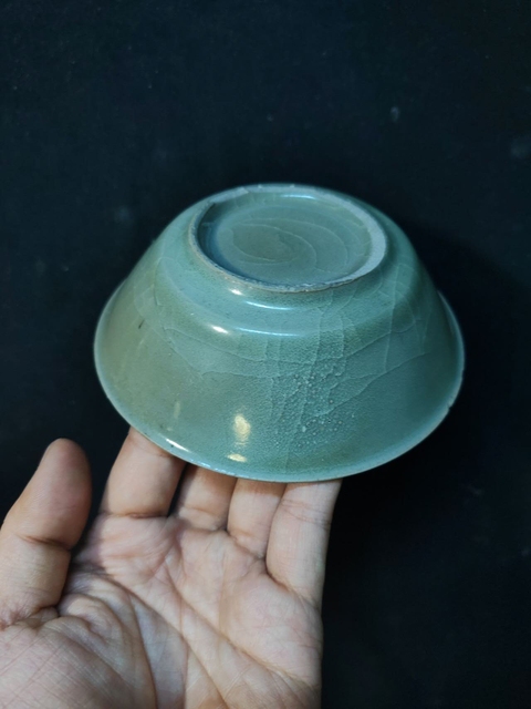 古玩陶瓷龍泉仿官青釉直壁洗真品鑒賞圖