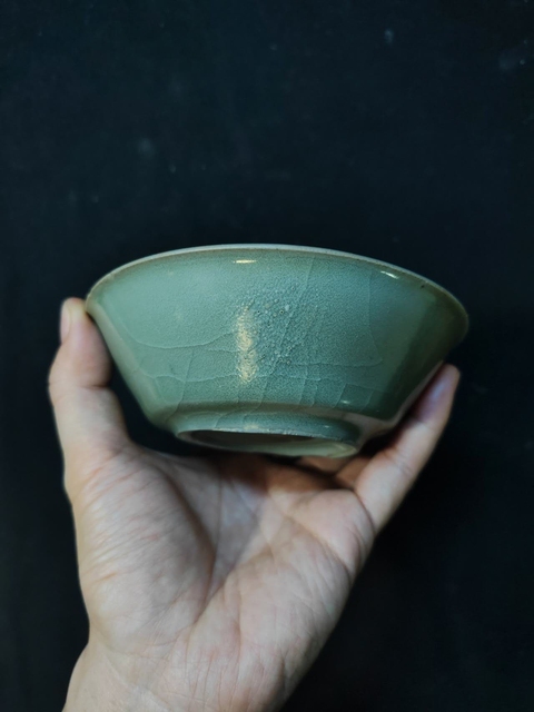 古玩陶瓷龍泉仿官青釉直壁洗真品鑒賞圖