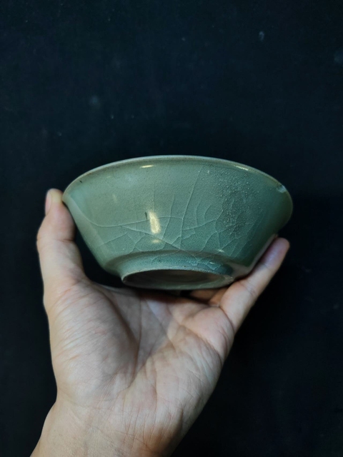 古玩陶瓷龍泉仿官青釉直壁洗真品鑒賞圖