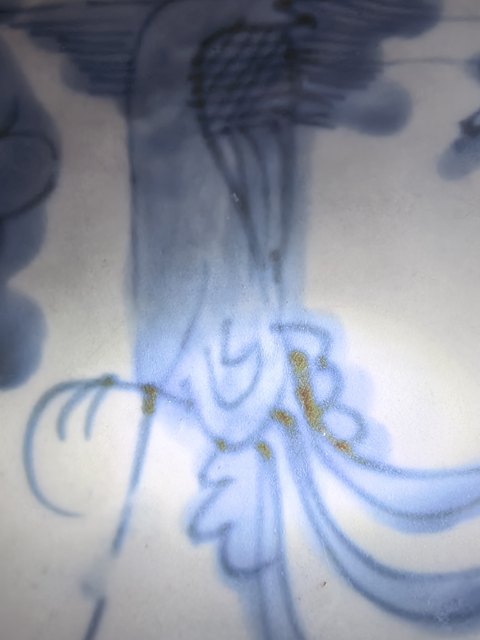 古玩陶瓷青花鳳穿牡丹紋大盤真品鑒賞圖