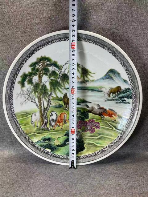 古玩陶瓷民國琺瑯彩八駿圖大盤拍賣，當前價格33333元