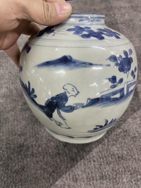 古玩陶瓷青花人物故事紋罐真品鑒賞圖