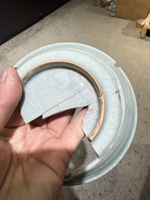 古玩陶瓷龍泉仿官釉洗真品鑒賞圖