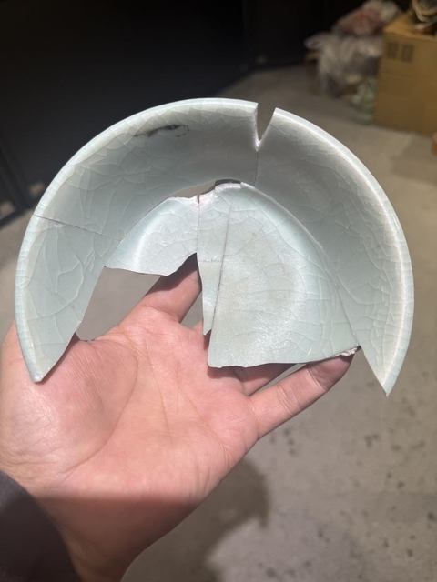 古玩陶瓷龍泉仿官釉洗真品鑒賞圖