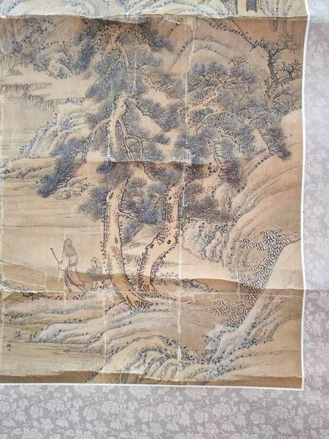 古玩字畫高閣崔嵬翠靄重真品鑒賞圖