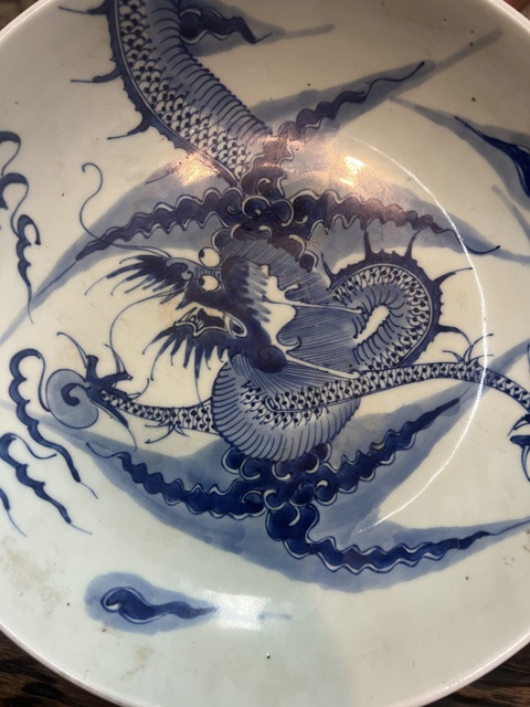 古玩陶瓷清雍正青花過墻龍真品鑒賞圖