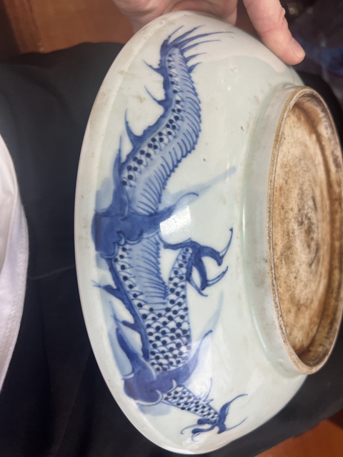 古玩陶瓷清雍正青花過墻龍真品鑒賞圖