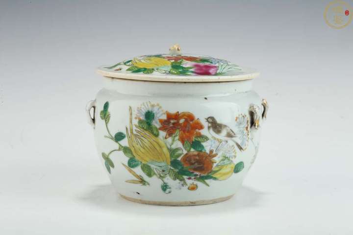 古玩陶瓷民國·粉彩花鳥紋粥罐拍賣，當前價格738元