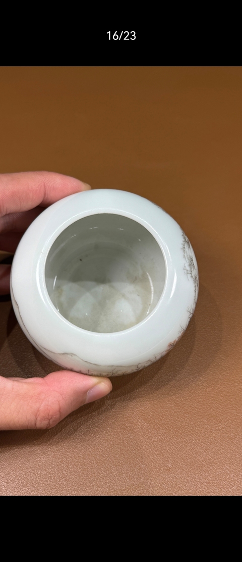 古玩陶瓷民國琺瑯彩山水人物水盂真品鑒賞圖