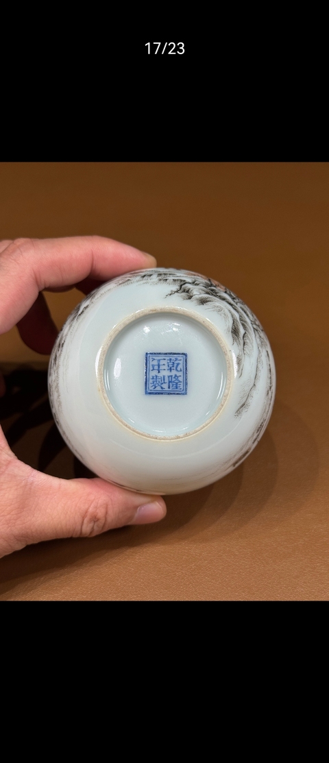 古玩陶瓷民國琺瑯彩山水人物水盂真品鑒賞圖