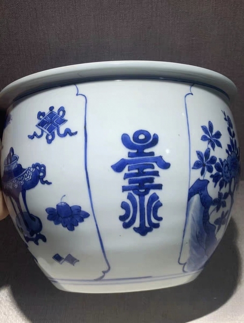 古玩陶瓷青花缸真品鑒賞圖
