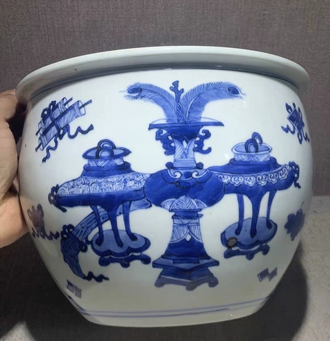 古玩陶瓷青花缸真品鑒賞圖