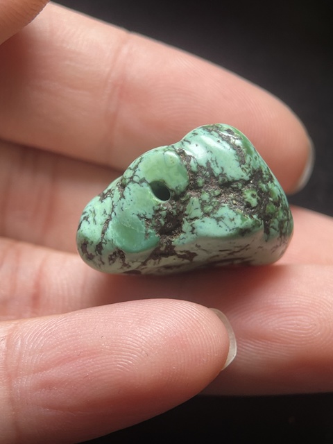 古玩玉器清代.藏傳綠松石珠子拍賣，當前價格500元