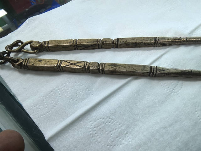 古玩銅器銅夾炭筷真品鑒賞圖