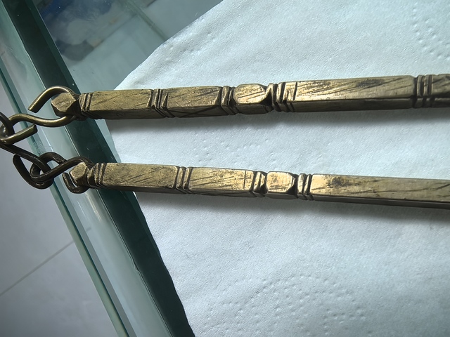 古玩銅器銅夾炭筷真品鑒賞圖