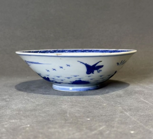 古玩陶瓷康熙青花斗笠碗真品鑒賞圖